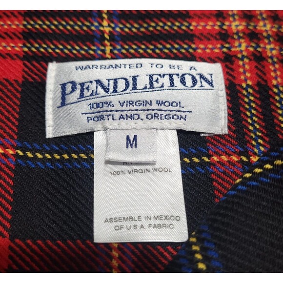 Pendleton 100% Virgin Wool Woman's Red Black Plaid Medium Vintage 90s EUC VTG - Picture 10 of 15